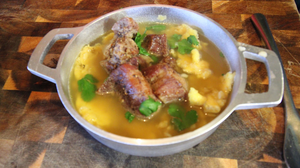 Mofongo with Fried Pork and Broth